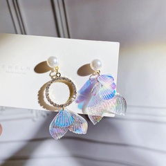 Mode Meerjungfrau schwanz Shell Farbe Wasser Tropfen Pailletten perle anhänger Ohrringe