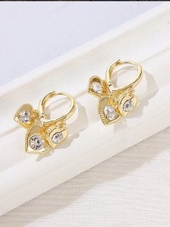 Peach Heart Tassel Crystal inlaid Love shaped Earrings