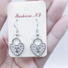 New Fashion Heart Shaped New Inlay Full Diamond Alloy Earrings
