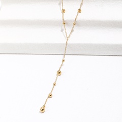 Einfache Y-Förmigen runde Perlen Quaste Edelstahl Schlüsselbein Halskette