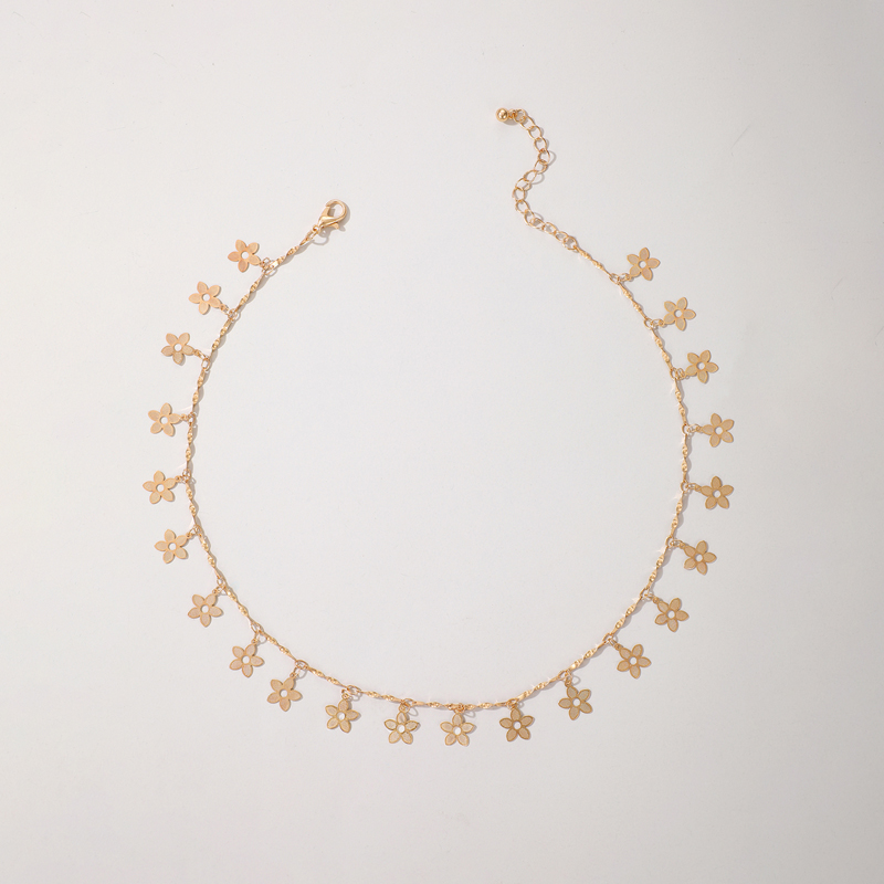 Simple Jewelry Flower Pendant Alloy Geometric SingleLayer Necklacepicture4