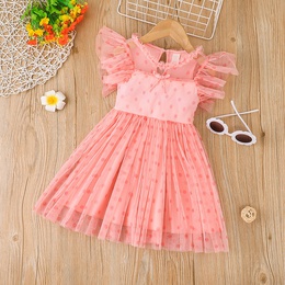 2022 Summer Pink Dress Little Girl Princess Dress Tulle Skirtpicture8