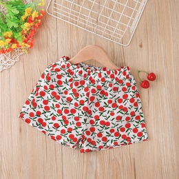 Little Girl Fashion Cherry Print Sleeveless Top and Shorts Suit TwoPiecepicture13