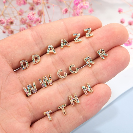 Fashion Alphabet Letter Earrings Simple Copper Rhinestone-Encrusted Female Wholesale's discount tags