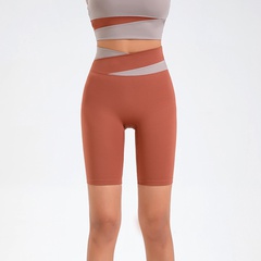 Fashion Women's High Waist Skinny Quick-Drying Running Pants Contrast Color Yoga Shorts