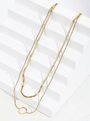 Nuevo estilo de acero inoxidable 18K chapado en oro crculo colgante serpiente hueso Cadena de doble capa collarpicture9
