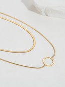 Nuevo estilo de acero inoxidable 18K chapado en oro crculo colgante serpiente hueso Cadena de doble capa collarpicture6