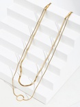 Nuevo estilo de acero inoxidable 18K chapado en oro crculo colgante serpiente hueso Cadena de doble capa collarpicture10