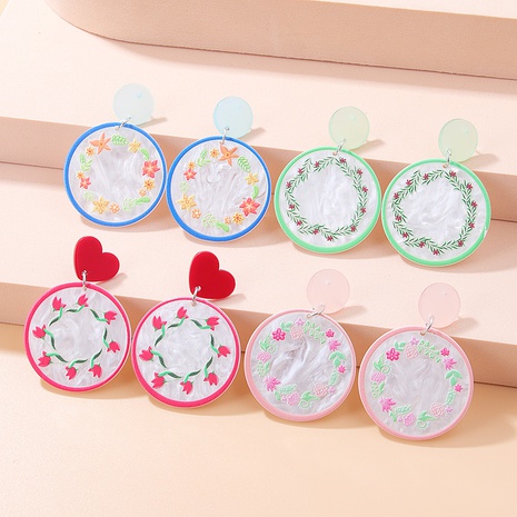 Fashion Water Board Color Three-Dimensional round Garland Eardrops Acrylic Earring's discount tags