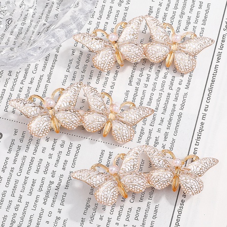 Women'S Fashion Butterfly Alloy Hair Accessories Stoving Varnish Artificial Pearl Hair Clip 1 Set's discount tags