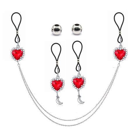 solid color Heart shape Pendant rhinestone Nipple Chain's discount tags