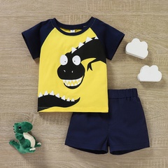 Children's Boys' Summer Casual Sports Short-Sleeved Dinosaur Cute Printed Shorts Suit