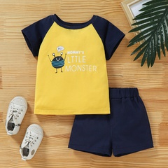 Children's Boys' Summer Casual Sports Short-Sleeved Cute Bee Printed Shorts Suit