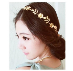 Fashion Baroque Style Rhinestone Inlaid Leaf Flower Shaped Hair Band