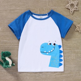 Childrens Boys Summer Casual Sports Cartoon Blue Dinosaur Animal Cute Printed Shorts Suitpicture2