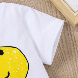 Childrens Cute Summer Casual Cartoon Yellow Dinosaur Printed Solid Color Shorts Suitpicture4