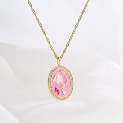 Fashion Clavicle Chain Female Micro Inlay Drop Oil Flower Pendant Copper Necklace