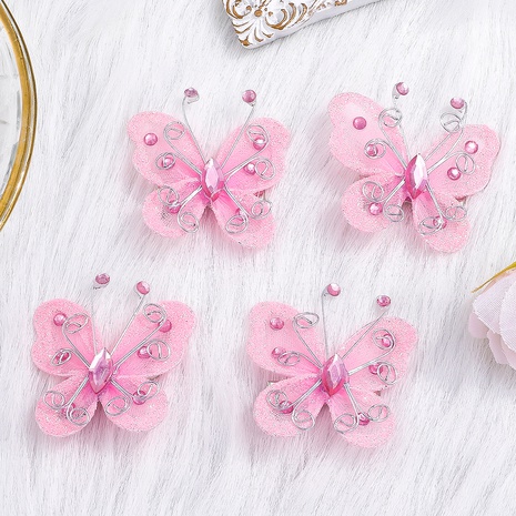 Children's Hair Accessories Pink Bow Butterfly Yarn Barrettes's discount tags