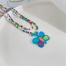 Neue stil einfache Bunte Perlen DoppelSchicht Schmetterling Anhnger Halskettepicture9
