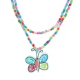 Neue stil einfache Bunte Perlen DoppelSchicht Schmetterling Anhnger Halskettepicture12