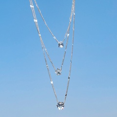 Fashion Elegant Water Drop Heart Star Shape Zircon Pendant Multi-Layer Clavicle Chain Necklace