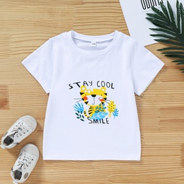 Childrens Cute Summer Cartoon Kitty Cute Letters Printed Shorts Suitpicture2