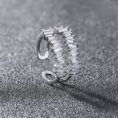 Mode Kupfer Viereck Ringe Büro Familientreffen Karneval Diamant Eingelegter Zirkon Zirkon Kupfer Ringe