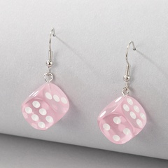 Fashion Cute Transparent Pink Resin Dice Geometric Alloy Earrings