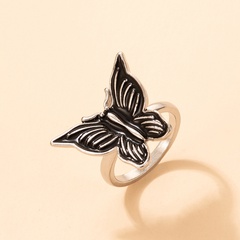 Fashion Black Oil Dripping Butterfly Geometric Animal Alloy Ring
