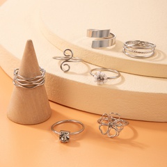 Mode Ornament Geometrischen Hohl Blume Perle Sieben-Stück Legierung Ring Set