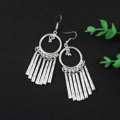 Retro Ethnic Style Miao Silver Bright Earrings with Pendant