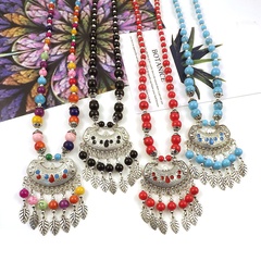 Retro Tibetischen Anhänger Bunte Perlen Phoenix Schwanz Halskette Ethnische Ornament