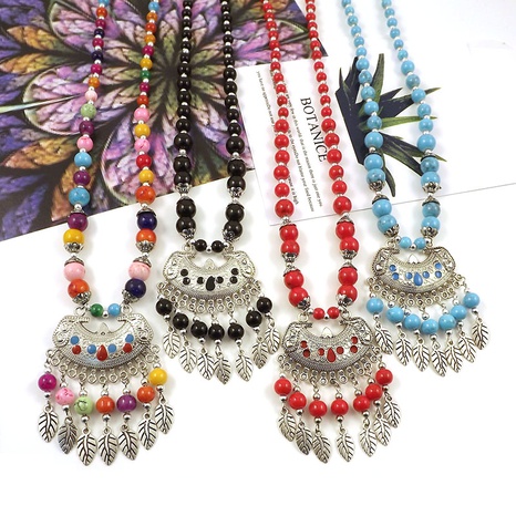 Retro Tibetischen Anhänger Bunte Perlen Phoenix Schwanz Halskette Ethnische Ornament's discount tags