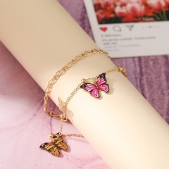 New Retro style Colorized Butterfly Pendant alloy double layer Anklet
