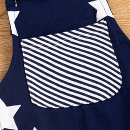 Children Cute Summer Solid Color Star Stripes Printing Stitching Suspenders Pantspicture5