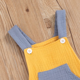 Children Cute Summer Color Contrast Patchwork Suspender Shortspicture7