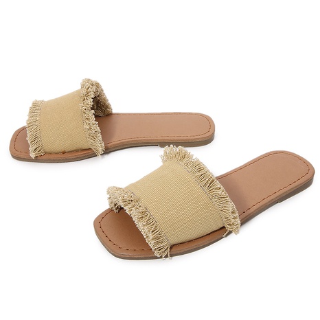 Bohemian style Solid Color stitching Flat Slippers's discount tags