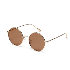 Fashion round Metal Small Frame Ocean Lens Essential Classic Look Sunglasses