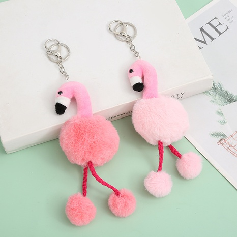 Cute Creative pendant plush flamingo doll keychain ornament's discount tags