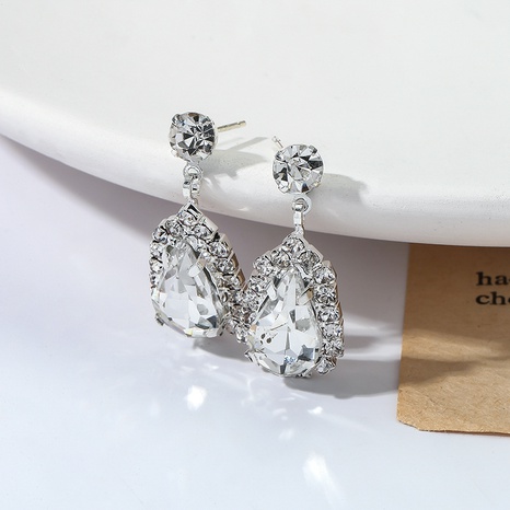Fashion Elegant Rhinestone Inlaid Water Drop Shape Pendant Ear Studs's discount tags