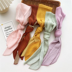 Fashion Solid Color Pleated Strip Thin Small Silk Long Scarf Women's Decorative Scarf 10*135