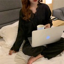 Pijama de Color slido de mujer de encaje delgado de dos piezas conjunto de manga largapicture8