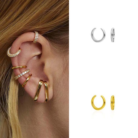 Simple Style copper gold plated circle Ear Clip Earrings's discount tags