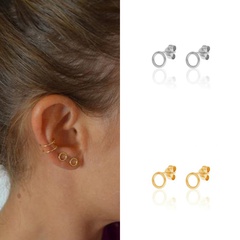 Simple style Geometric Mini Circle copper gold-plated stud earrings