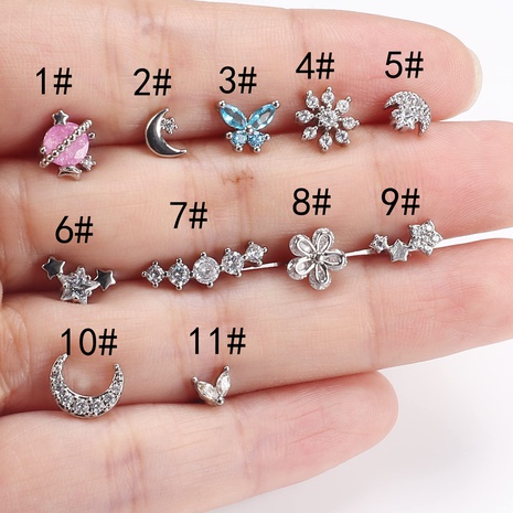 Creative Fashion Color Zircon Stainless Steel Screw Earrings's discount tags