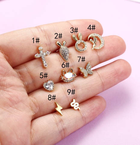 Creative Exaggerated Heart-Shaped Zircon Personality Ear Rings's discount tags