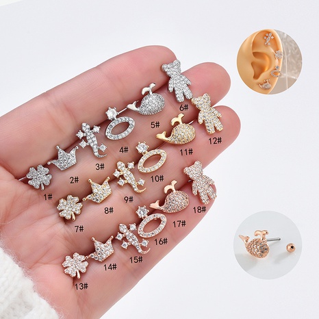 Titanium Steel Thin Rod Twist Ball Exaggerated Animal Whale Ear Studs's discount tags