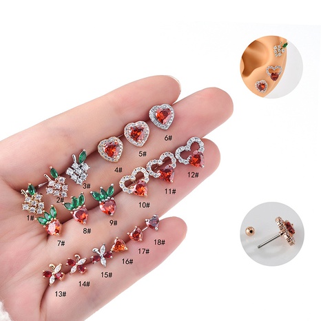 Multi-Color Heart-shaped Zircon Hollowed Fashion Earrings's discount tags