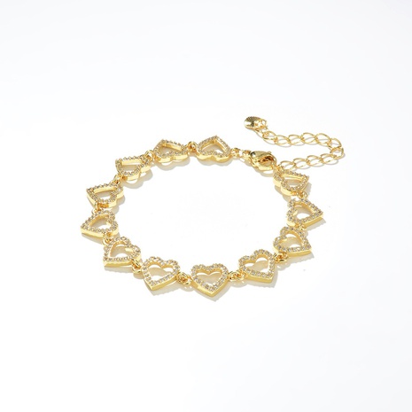 Fashion Heart Shaped Inlay White Zircon Copper Bracelet Women's discount tags