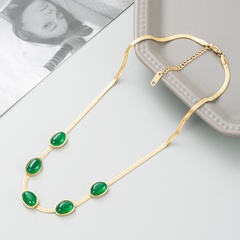 Mode Smaragd Anhänger Schlüsselbein Kette Weibliche Titan Stahl Halskette